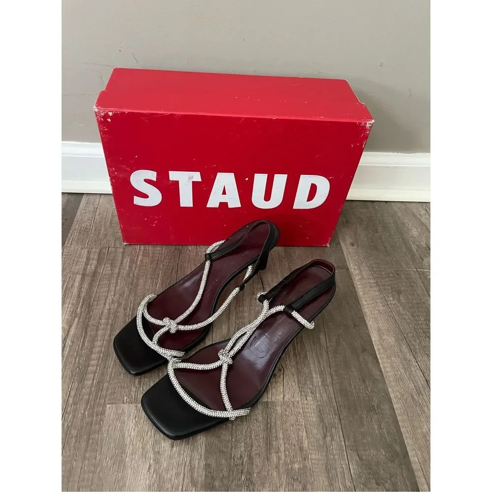 STAUD Women's Nicolette Rhinestone Slingback High Heel Sandals